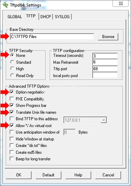 مراحل راه‌اندازی سرور TFTP
